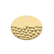 Rostfreier Edelstahl Anh&auml;nger Oval Gold