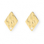 Rostfreier Edelstahl Schmuckzubeh&ouml;r Ohrringe / Ohrstecker Rhombus mit &Ouml;se Gold