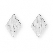 Rostfreier Edelstahl Schmuckzubeh&ouml;r Ohrringe / Ohrstecker Rhombus mit &Ouml;se Silver
