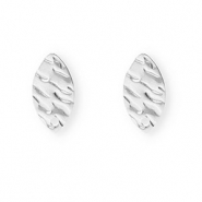 Rostfreier Edelstahl Schmuckzubeh&ouml;r Ohrringe / Ohrstecker Oval mit &Ouml;se Silver