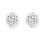 Rostfreier Edelstahl Schmuckzubehör Ohrringe / Ohrstecker Oval mit Öse Silver