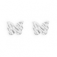 Rostfreier Edelstahl Schmuckzubeh&ouml;r Ohrringe / Ohrstecker Schmetterling mit &Ouml;se Silver