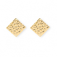 Rostfreier Edelstahl Schmuckzubeh&ouml;r Ohrringe / Ohrstecker Viereck mit &Ouml;se Gold