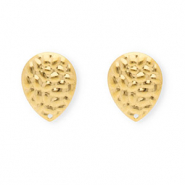 Rostfreier Edelstahl Schmuckzubehör Ohrringe / Ohrstecker Tropfenform mit Öse Gold