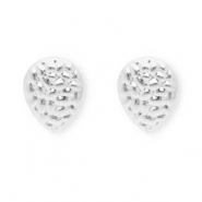 Rostfreier Edelstahl Schmuckzubeh&ouml;r Ohrringe / Ohrstecker Tropfenform mit &Ouml;se Silver