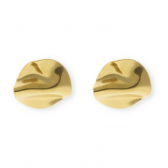 Stainless Steel - Rostfrei Stahl Schmuckzubeh&ouml;r Ohrringe&nbsp;/&nbsp;Ohrstecker Irregular Rund mit &Ouml;se Gold
