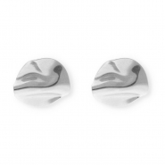 Stainless Steel - Rostfrei Stahl Schmuckzubeh&ouml;r Ohrringe&nbsp;/&nbsp;Ohrstecker Irregular Rund mit &Ouml;se Silver
