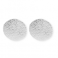 Stainless Steel - Rostfrei Stahl Schmuckzubeh&ouml;r Ohrringe&nbsp;/&nbsp;Ohrstecker Rund mit &Ouml;se Silver