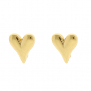 Stainless Steel - Rostfrei Stahl Schmuckzubeh&ouml;r Ohrringe&nbsp;/&nbsp;Ohrstecker Herz mit &Ouml;se Gold