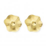 Stainless Steel - Rostfrei Stahl Schmuckzubeh&ouml;r Ohrringe&nbsp;/&nbsp;Ohrstecker Blume mit &Ouml;se Gold