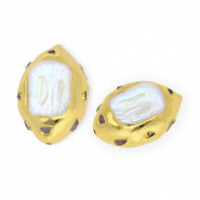 Statement TQ-S&uuml;&szlig;wasserperlen, Amethyst, organisch Gold-natural white