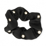 Scrunchie-Stoff Haargummi Seidig mit Augen Black-gold