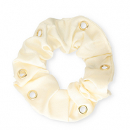 Scrunchie-Stoff Haargummi Seidig mit Augen Beige-gold