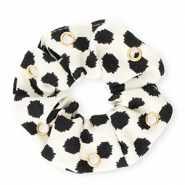 Scrunchie-Stoff Haargummi Dots mit Augen White-black-gold