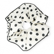 Scrunchie-Stoff Haargummi XL Dots White-black