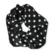 Scrunchie-Stoff Haargummi XL Dots Black-white