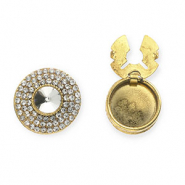 Knopfabdeckung Rund mit Strass Gold-crystal