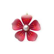 Anhänger aus rostfreiem Edelstahl, Blume Gold-pink-pearl white-yellow