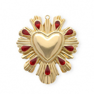 nhänger aus rostfreiem Edelstahl mit Enamel, Herz Gold-red