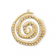 Anhänger aus rostfreiem Edelstahl, Spirale mit Imitations-Perlen Gold-white
