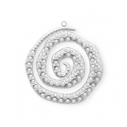 Anhänger aus rostfreiem Edelstahl, Spirale mit Imitations-Perlen Silver-white