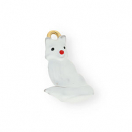 Anhänger aus rostfreiem Edelstahl mit Enamel, Hund Gold-white-red