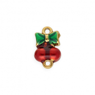Zubehör aus rostfreiem Edelstahl, Zwischenstück mit Enamel, Kirschen mit Schleife Gold-red-green