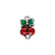Zubehör aus rostfreiem Edelstahl, Zwischenstück mit Enamel, Kirschen mit Schleife Silver-red-green