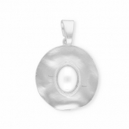 Statement-Anhänger, rund mit ovaler Imitations-Perle Silver-white
