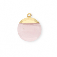Naturstein Anh&auml;nger Quarz Rund Light pink-gold