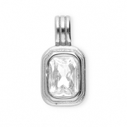 Anh&auml;nger aus rostfreiem Edelstahl mit Strass, Rechteck Silver-crystal