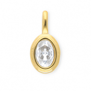 Anh&auml;nger aus rostfreiem Edelstahl mit Strass, Oval Gold-crystal