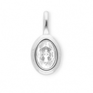 Anh&auml;nger aus rostfreiem Edelstahl mit Strass, Oval Silver-crystal