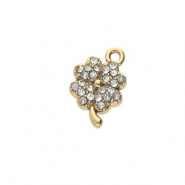 Anh&auml;nger aus rostfreiem Edelstahl mit Strass, Kleeblatt Gold-crystal