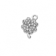 Anh&auml;nger aus rostfreiem Edelstahl mit Strass, Kleeblatt Silver-crystal
