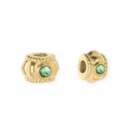 Stainless Steel - Rostfrei Stahl Perlen Spacer mit Strass 6 mm Gold-green