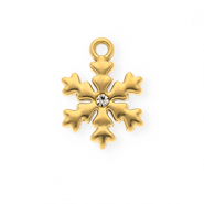 Anh&auml;nger aus rostfreiem Edelstahl mit Strass, Schneeflocke Gold-crystal
