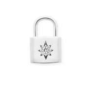 Anh&auml;nger aus rostfreiem Edelstahl mit Strass, Verschluss mit Stern Silver-crystal