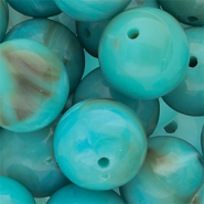 18 mm Acrylperlen Rund Turquoise blue-brown-white marble