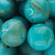 24 mm Acrylperlen Rund Turquoise blue-brown-white marble