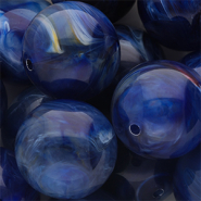 24 mm Acrylperlen Rund Dark blue-multicolour-white marble