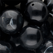 24 mm Acrylperlen Rund Black-white marble