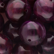 24 mm Acrylperlen Rund Aubergine purple-white marble