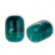 Acrylperlen Tube Teal green-multicolour-white marble
