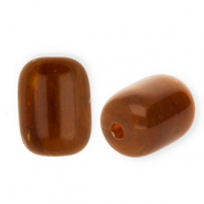 Acrylperlen Tube Brown-camel brown-white marble
