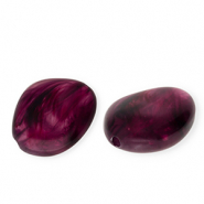 Acrylperlen Irregular Aubergine purple-white marble