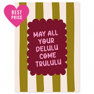 BY31® SchmuckKarten "May all your delulu come trululu" Olive green-off white-bordeaux red-pink