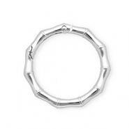Zubehör für Schlüsselanhänger, Karabiner-Ring in Bambusoptik Silver