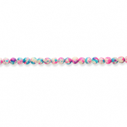 Perlen Keramik 8mm White-fuchsia-blue