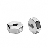 Acrylperlen Hexagon Silver